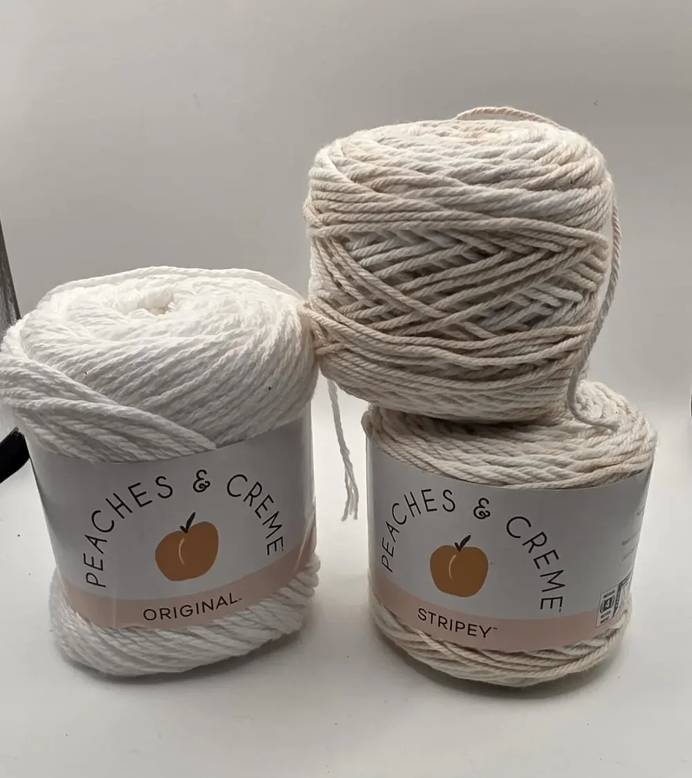 2-Skeins Peaches & Creme Stripey And Original Cotton Yarn 2. oz